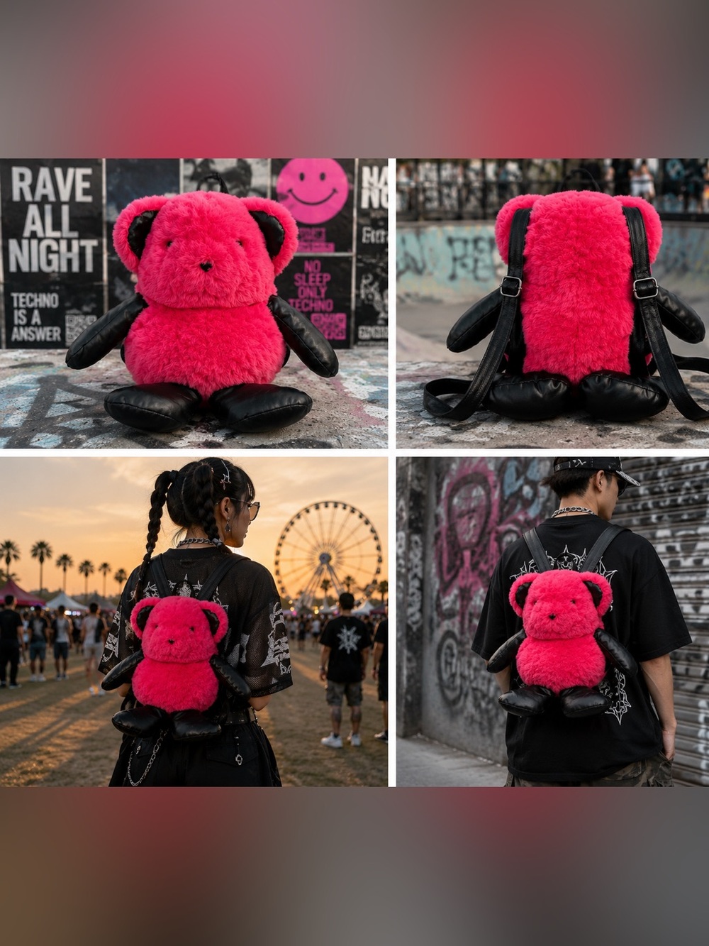 Hot Pink Rex Rabbit Bear Mini Backpack UNISEX NWOT